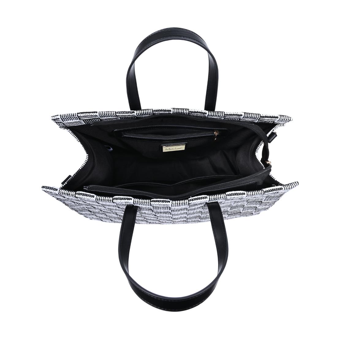 Woman wearing Black White Moda Luxe Camila Tote 842017140320 View 9 | Black White