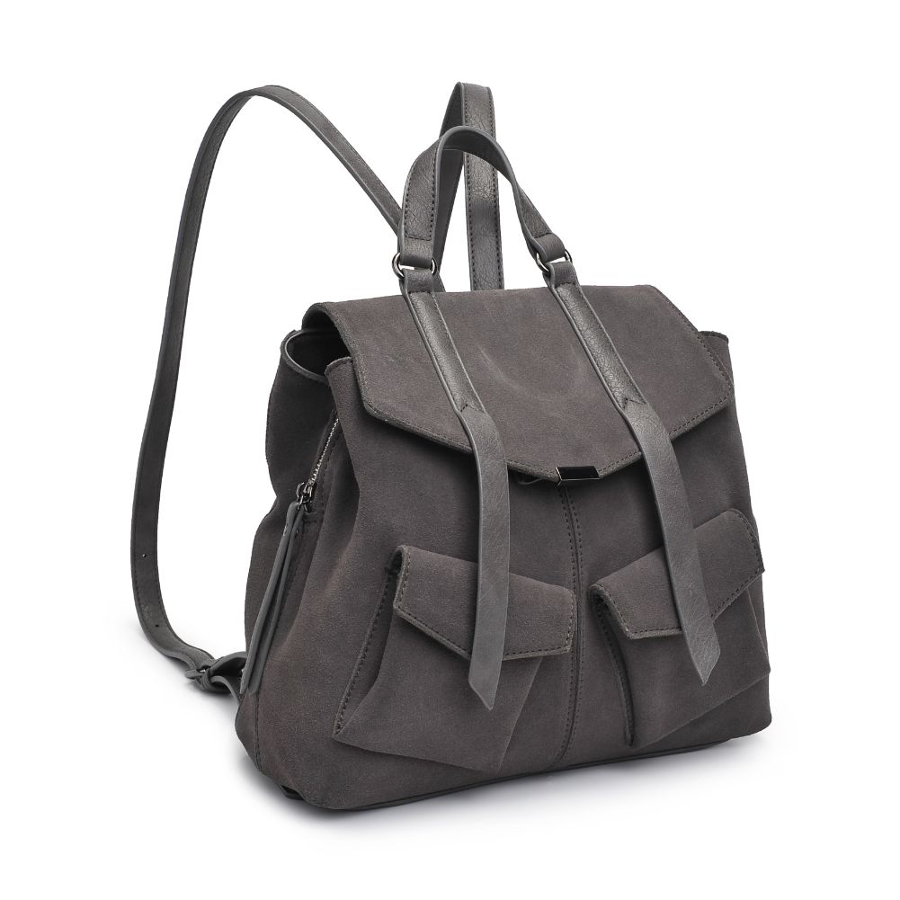 Woman wearing Gunmetal Moda Luxe Charlie Backpack 842017127062 View 6 | Gunmetal
