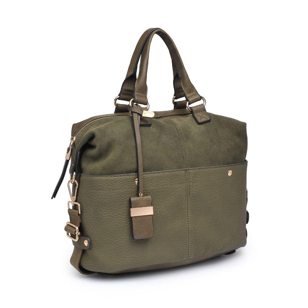 Woman wearing Olive Moda Luxe London Satchel 842017100768 View 6 | Olive