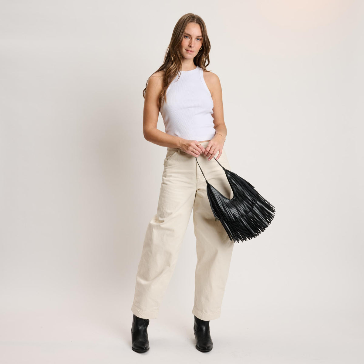 Woman wearing Black Moda Luxe Stevie Hobo 842017141105 View 3 | Black