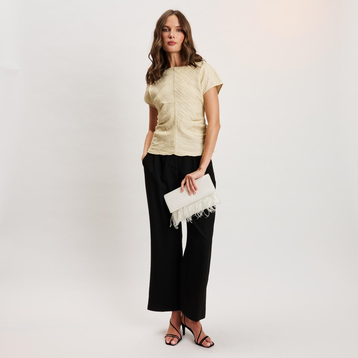 Woman wearing White Moda Luxe Everlee Clutch 842017131120 View 4 | White