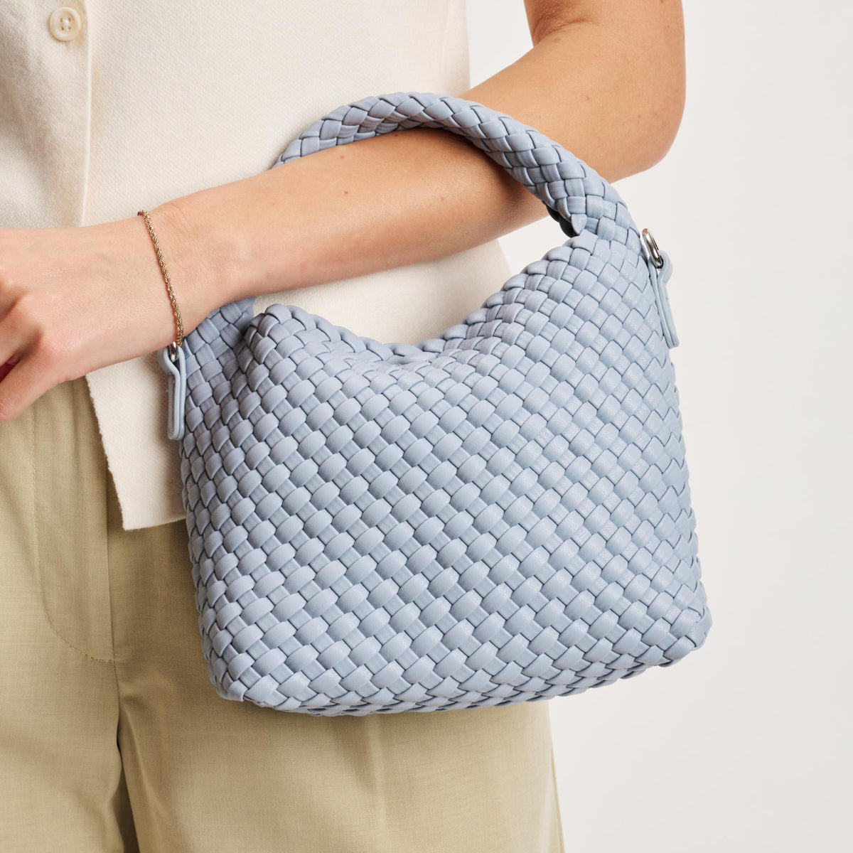 Woman wearing Denim Moda Luxe Jessamine Crossbody 842017141303 View 1 | Denim