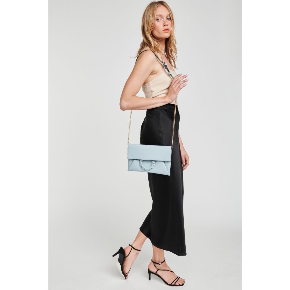 Woman wearing Sky Blue Moda Luxe Harper Crossbody 842017124603 View 3 | Sky Blue