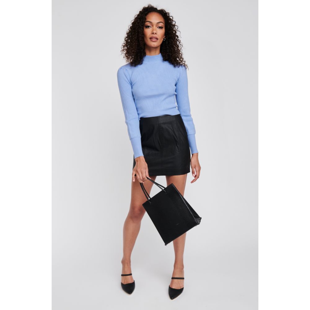 Woman wearing Black Moda Luxe Piper Tote 842017125143 View 3 | Black