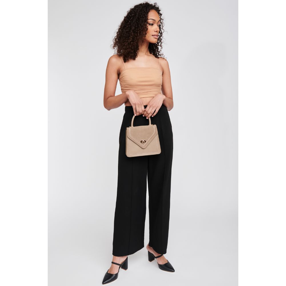 Woman wearing Taupe Moda Luxe Marie Crossbody 842017121237 View 4 | Taupe