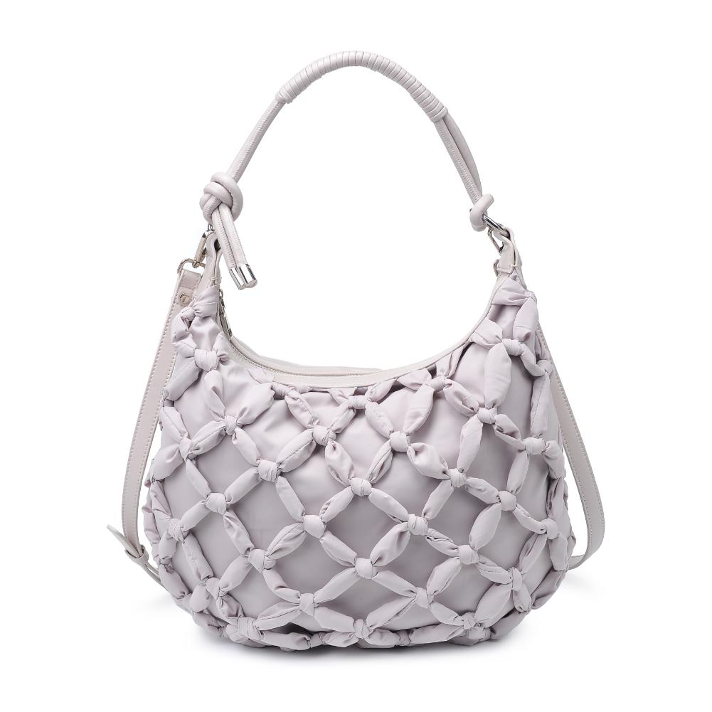 Woman wearing Dove Grey Moda Luxe Leslie Hobo 842017135678 View 5 | Dove Grey