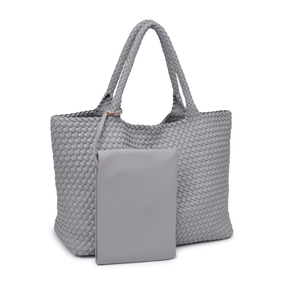 Woman wearing Grey Moda Luxe Solana Tote 842017135753 View 6 | Grey