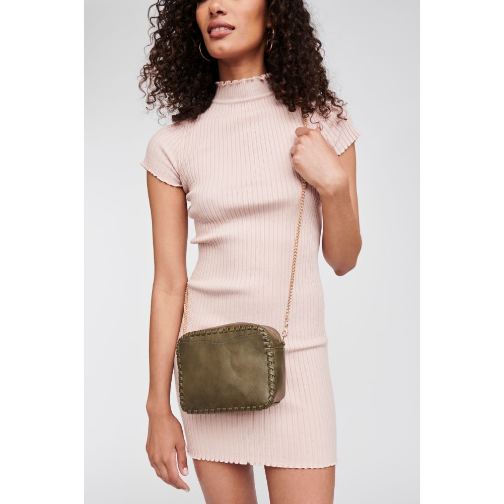Woman wearing Olive Moda Luxe Faye Crossbody 842017108894 View 1 | Olive