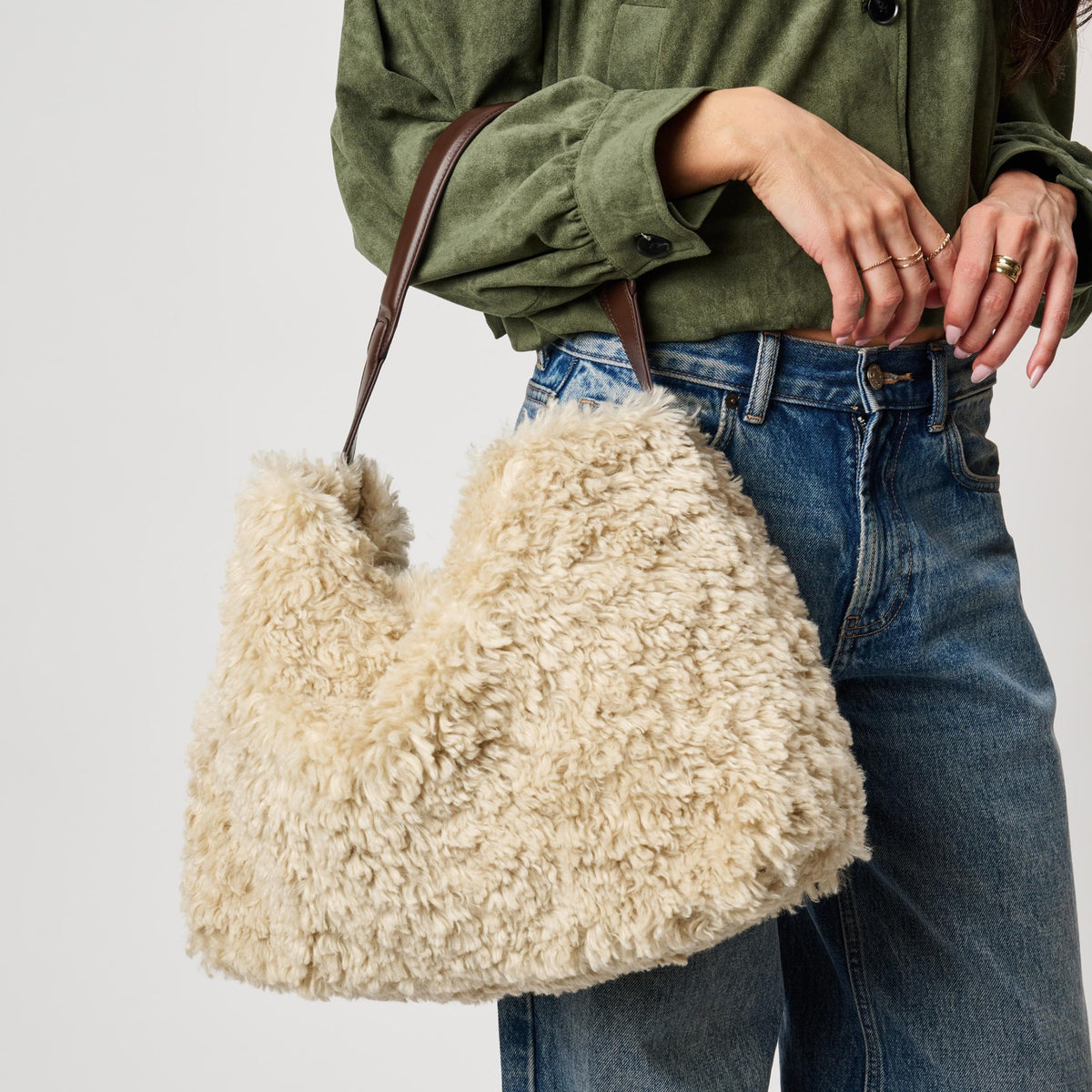 Woman wearing Cream Moda Luxe Lumi Hobo 842017142973 View 3 | Cream