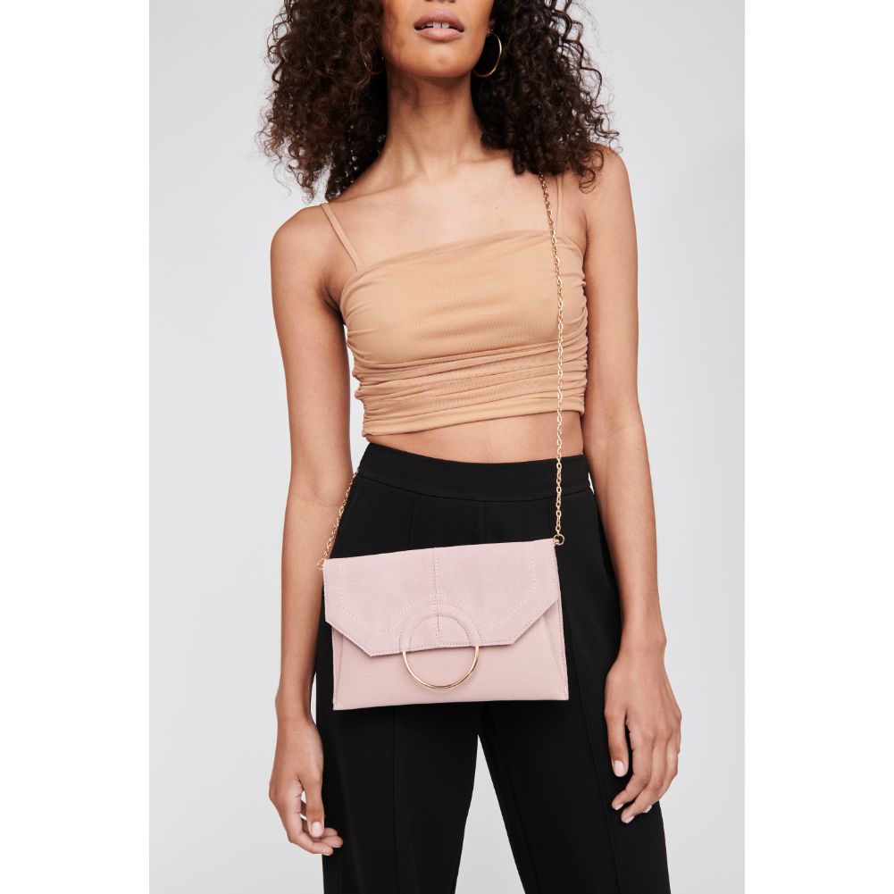 Woman wearing Blush Moda Luxe Gwen Clutch 842017122807 View 1 | Blush