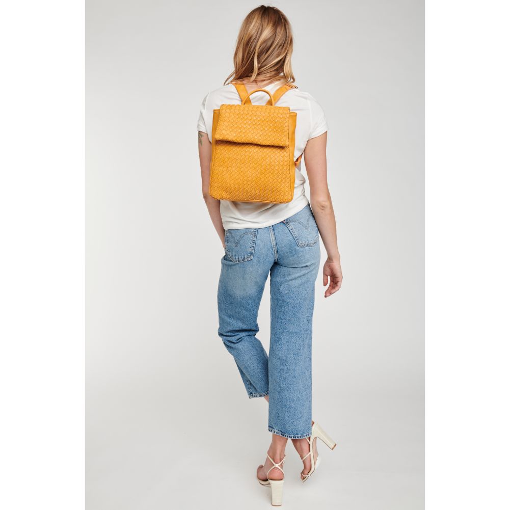 Woman wearing Mustard Moda Luxe Aurie Backpack 842017127284 View 4 | Mustard