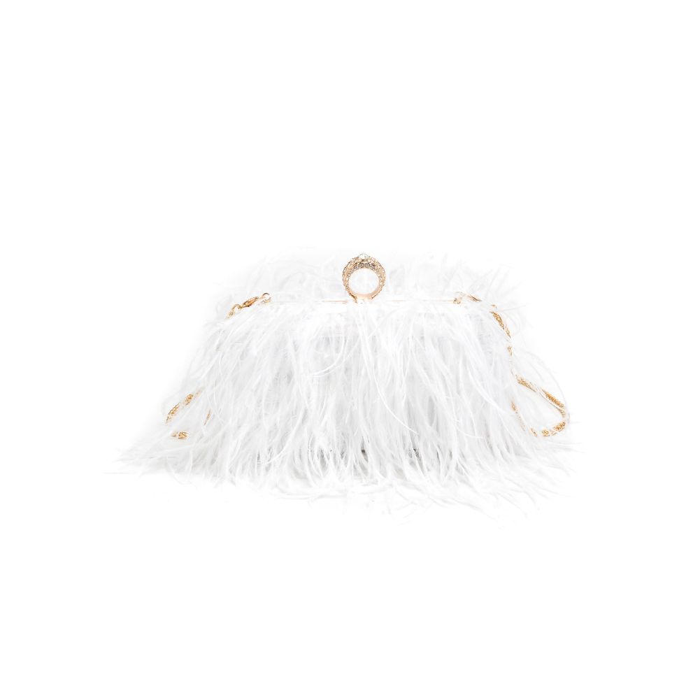 Woman wearing White Moda Luxe Harlow Evening Bag 842017131526 View 5 | White