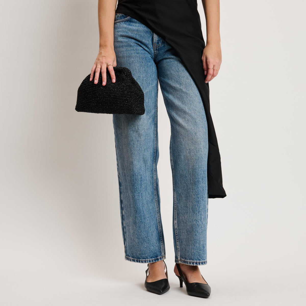 Woman wearing Black Moda Luxe Amelia Clutch 842017140979 View 3 | Black