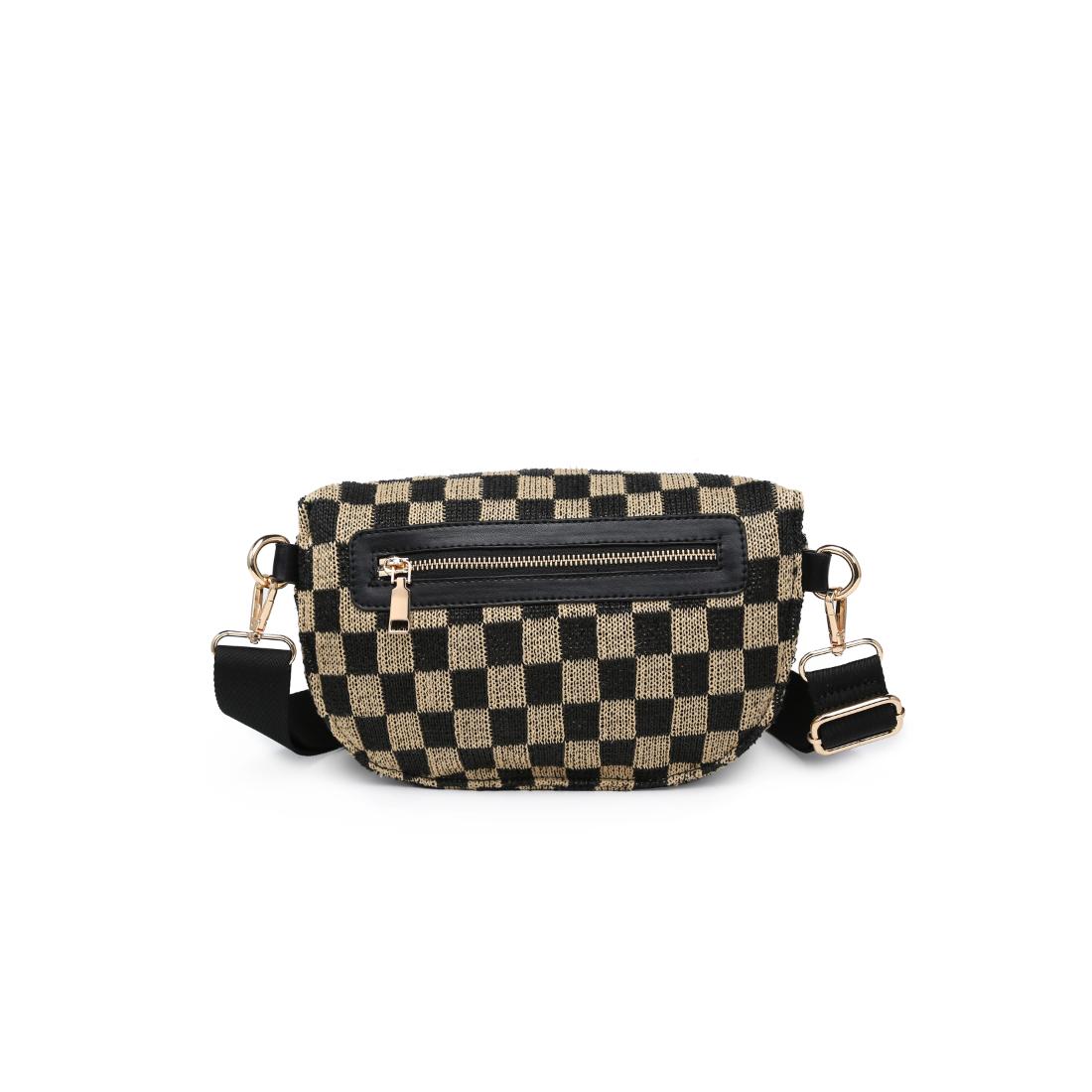 Woman wearing Black Natural Moda Luxe Gizelle - Large Checker Belt Bag 842017141044 View 7 | Black Natural