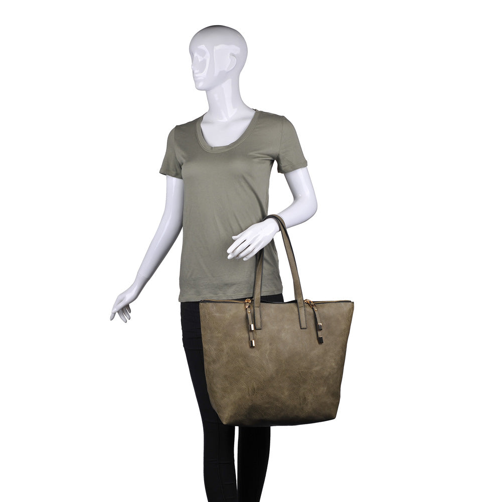 Product Image of Moda Luxe South Hampton Pebble Tote 842017117384 View 5 | Olive