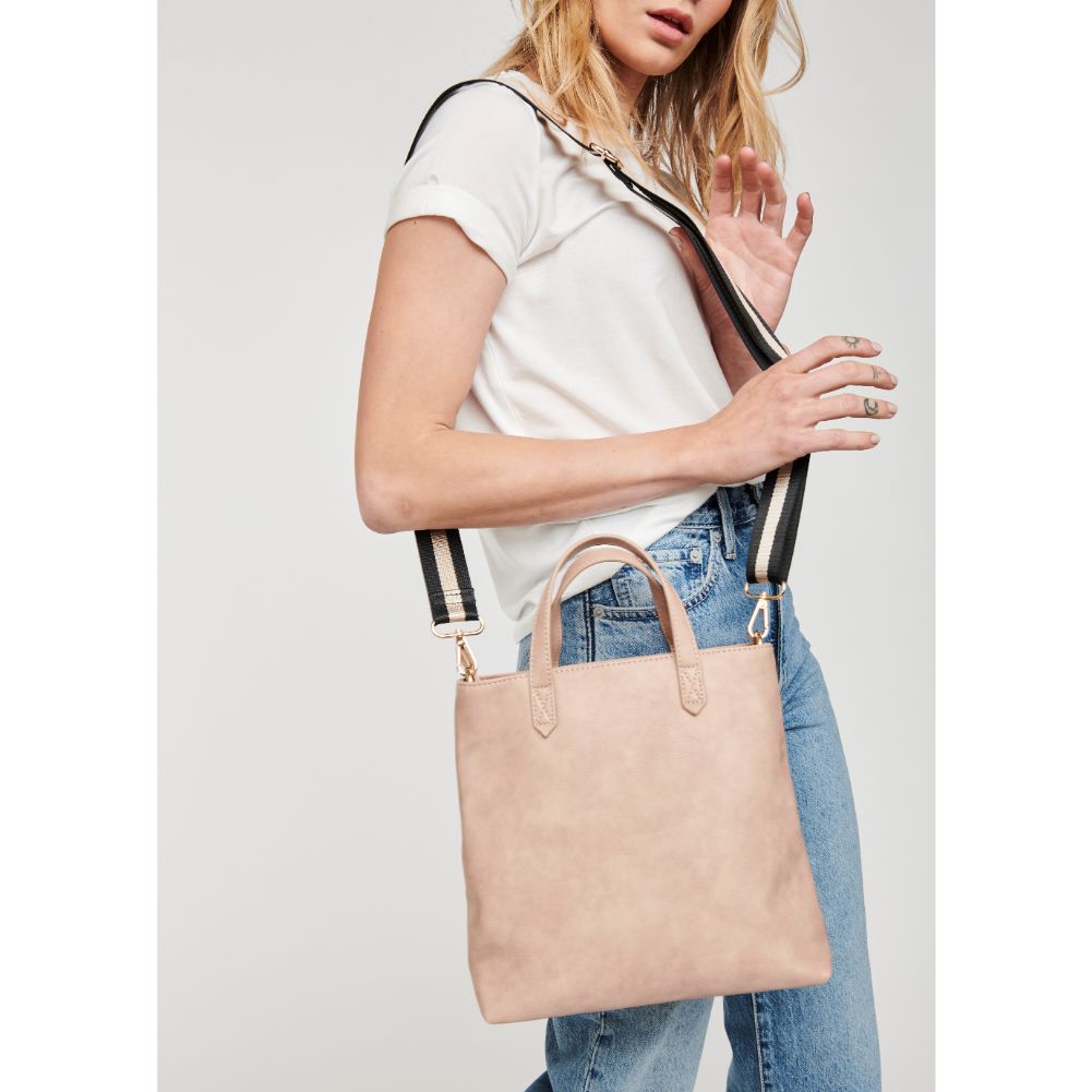 Woman wearing Natural Moda Luxe Selena Mini Tote 842017126829 View 1 | Natural