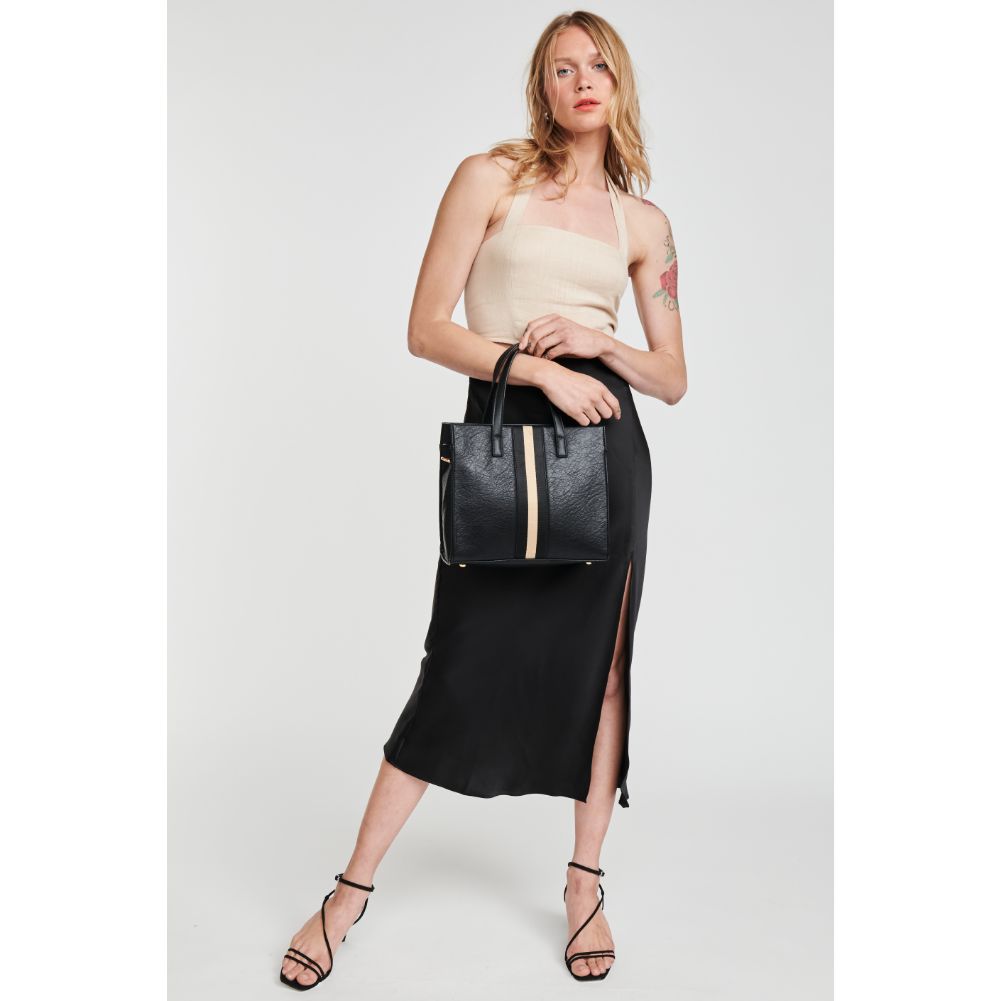 Woman wearing Black Moda Luxe Jasmine Tote 842017127017 View 2 | Black
