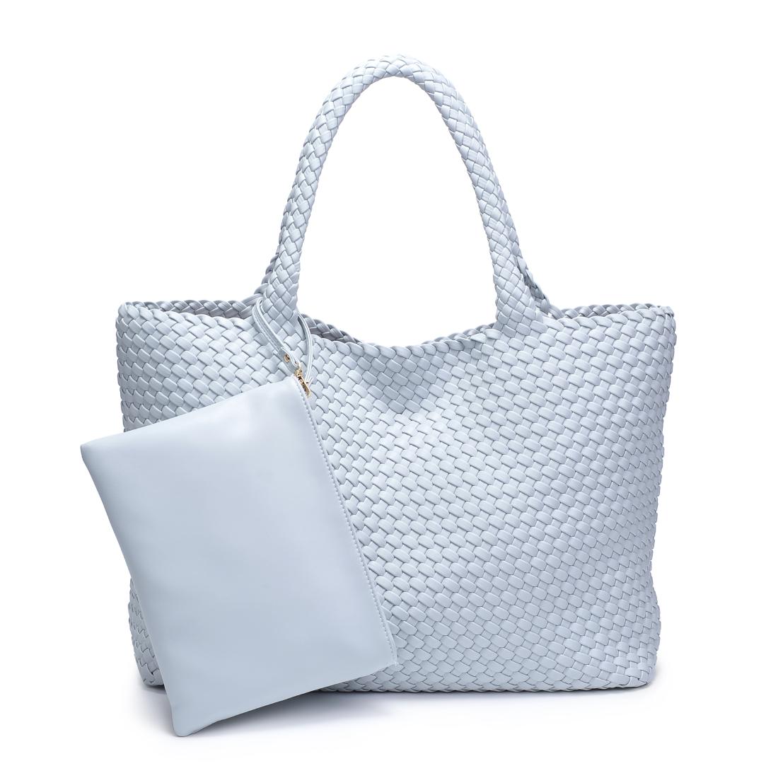 Woman wearing Ice Blue Moda Luxe Solana Tote 842017137221 View 5 | Ice Blue