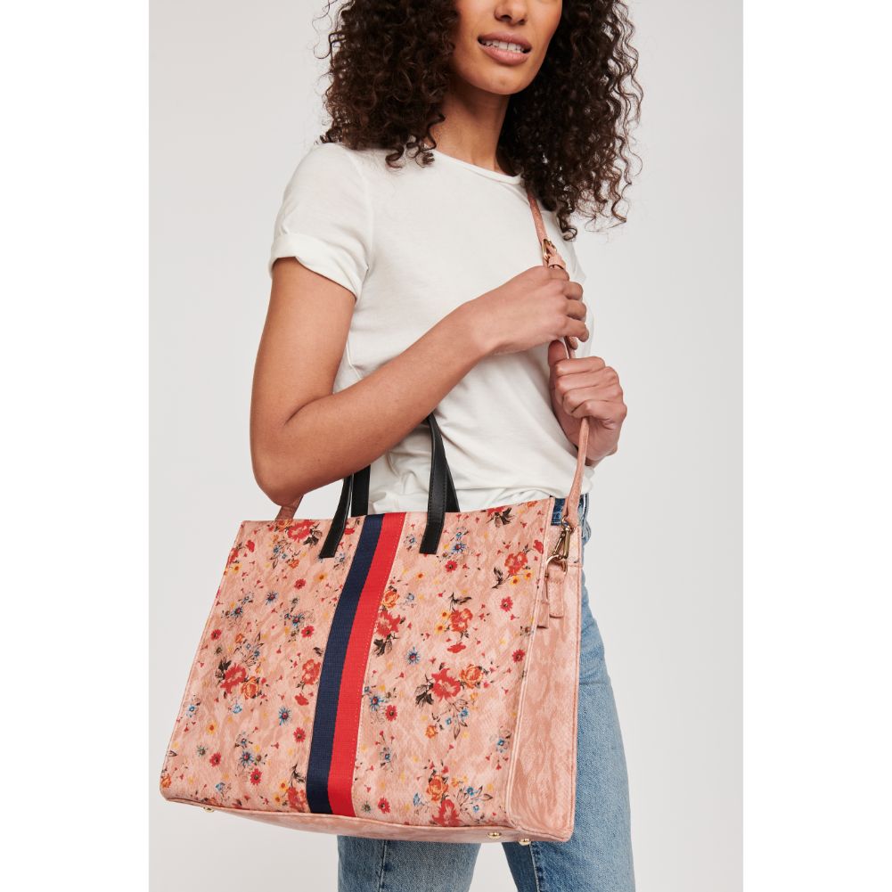 Woman wearing Blush Moda Luxe Julian Print Tote 842017118534 View 1 | Blush