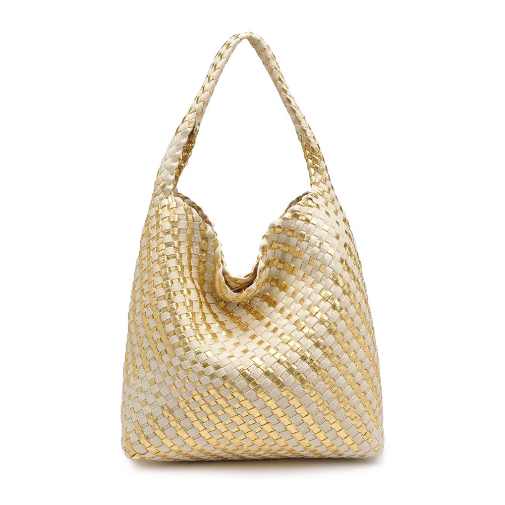 Woman wearing Gold Ivory Moda Luxe Ellery Hobo 842017136897 View 7 | Gold Ivory