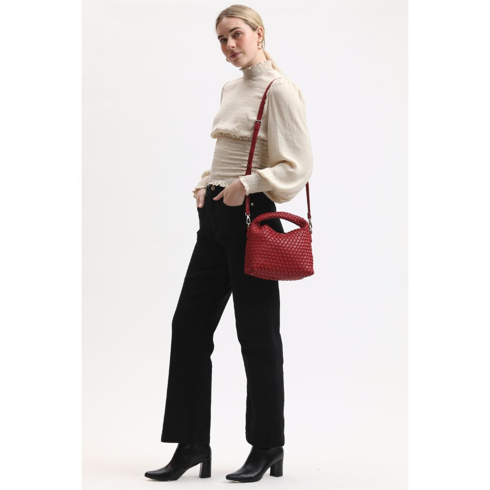 Woman wearing Red Moda Luxe Jessamine Crossbody 842017133056 View 3 | Red