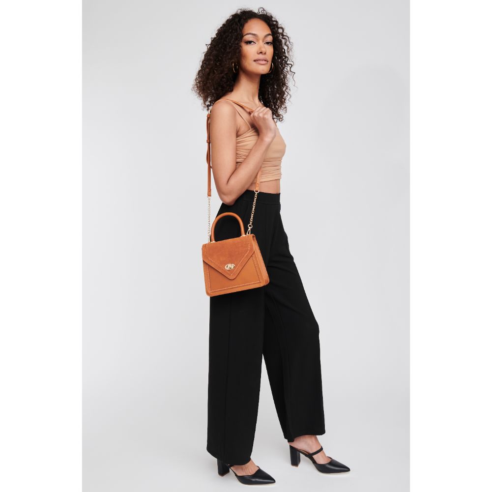 Woman wearing Tan Moda Luxe Marie Crossbody 842017121213 View 4 | Tan