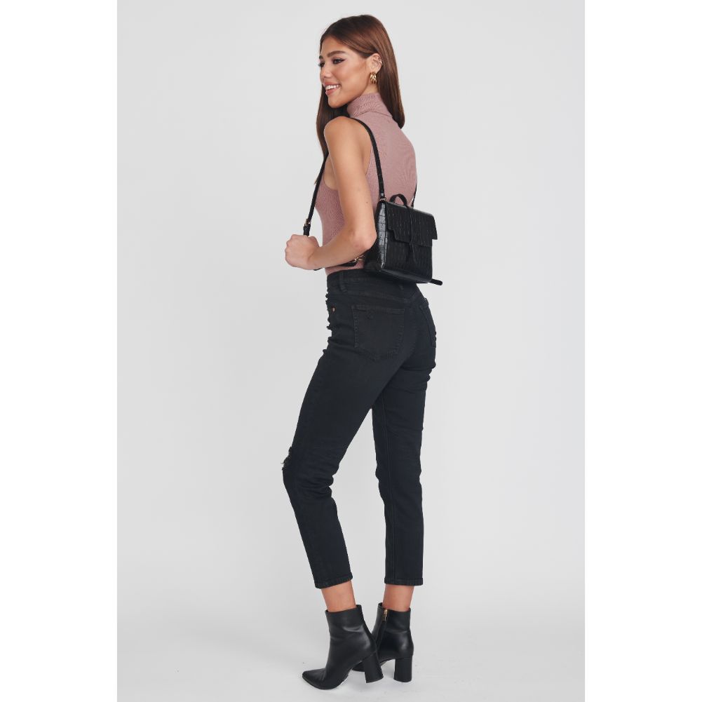 Woman wearing Black Moda Luxe Claire Backpack 842017128878 View 3 | Black