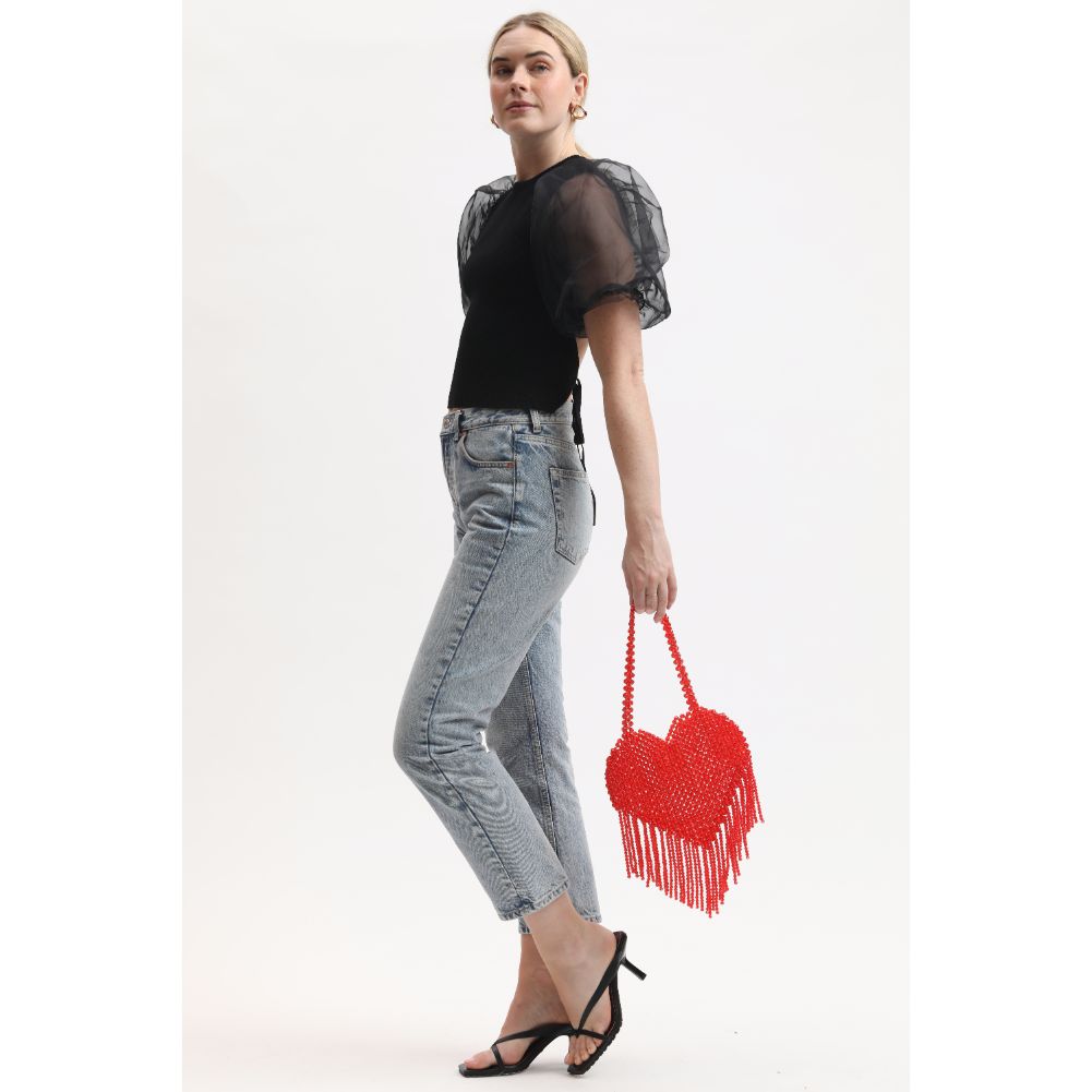 Woman wearing Red Sol and Selene Valeria Evening Bag 842017133940 View 3 | Red