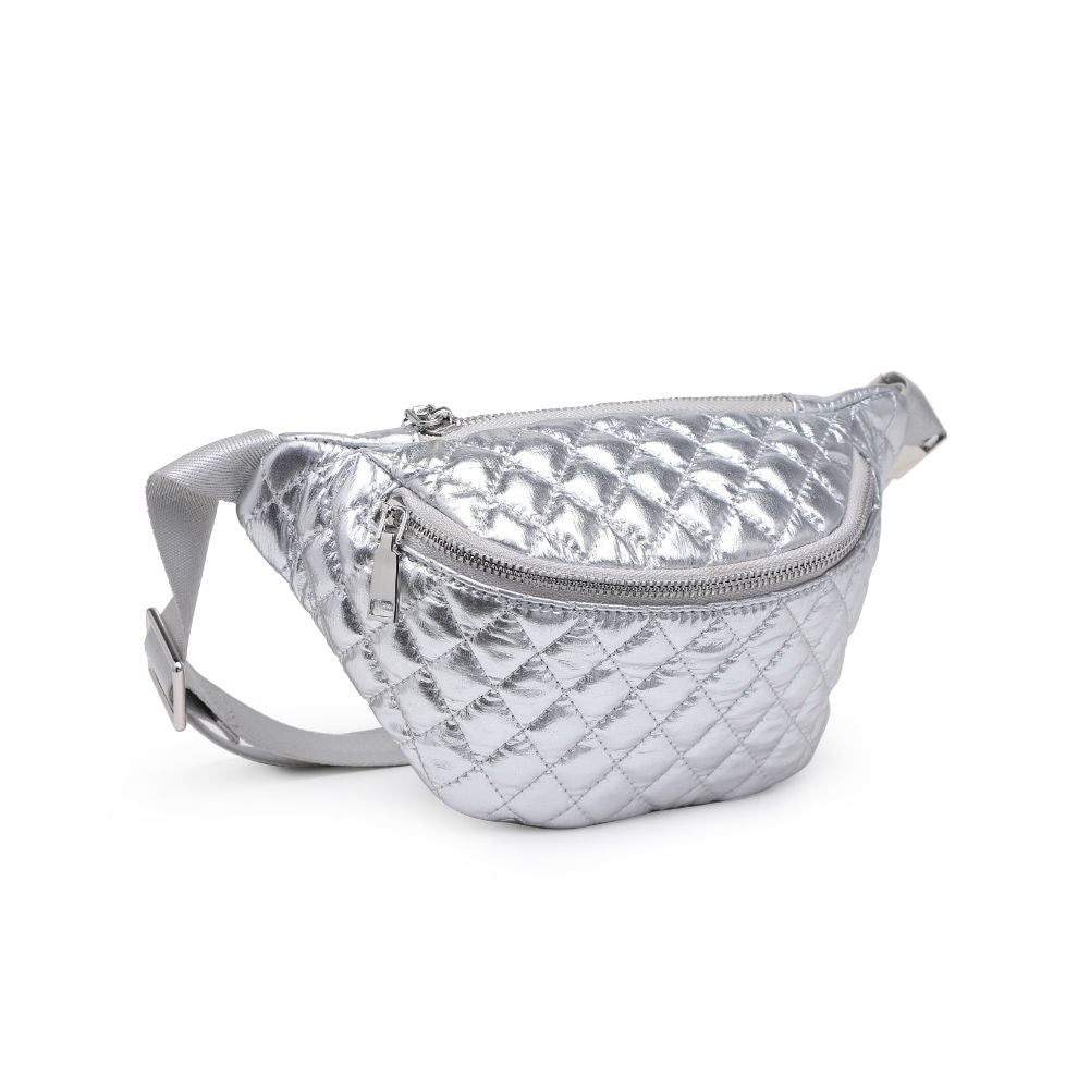 Woman wearing Silver Moda Luxe Ariana Belt Bag 842017133803 View 6 | Silver