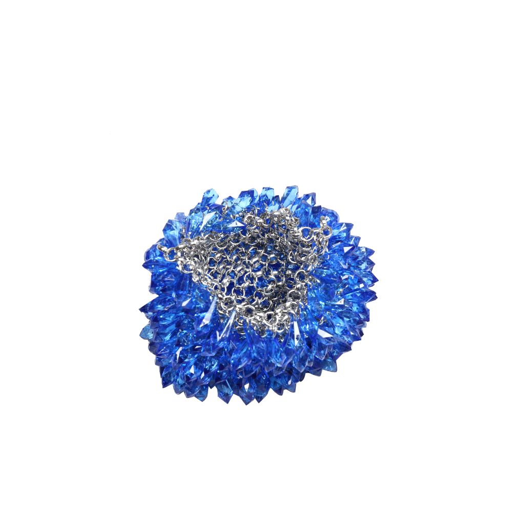 Woman wearing Blue Moda Luxe Mariah Evening Bag 842017133438 View 9 | Blue