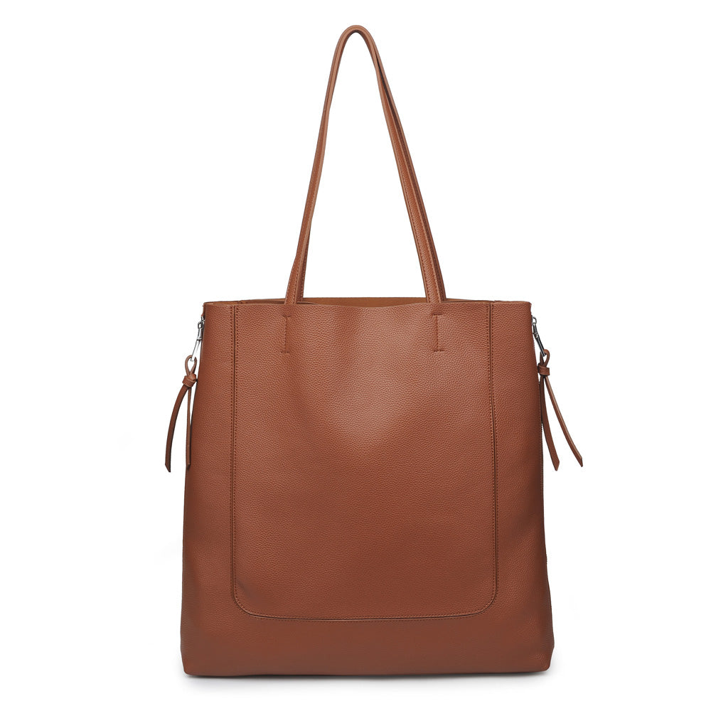 Woman wearing Cognac Moda Luxe Beck Tote 842017122647 View 2 | Cognac