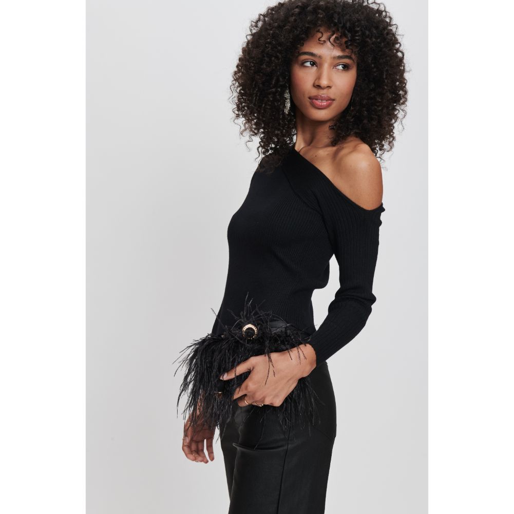 Woman wearing Black Sol and Selene Harlow Evening Bag 842017131519 View 1 | Black