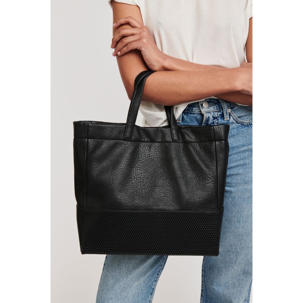Woman wearing Black Moda Luxe Ingrid Tote 842017125006 View 1 | Black