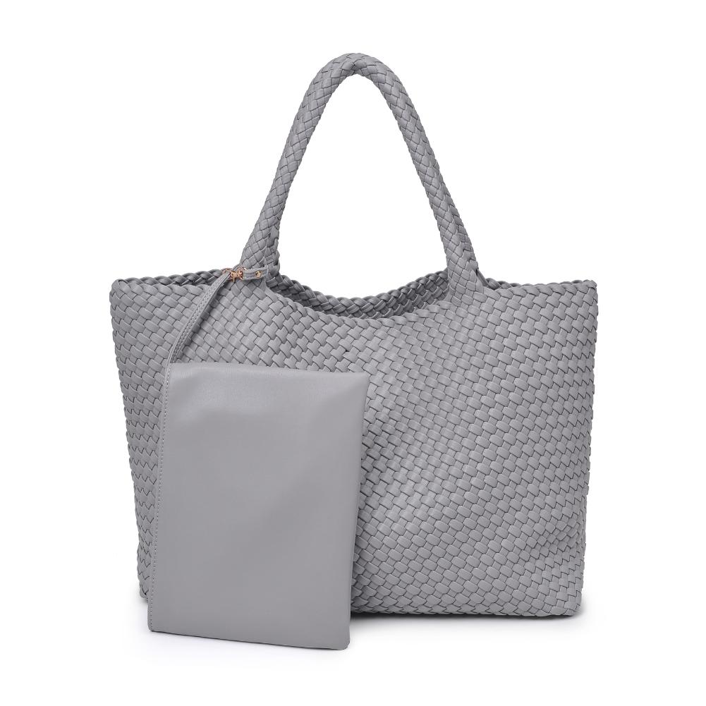Woman wearing Grey Moda Luxe Solana Tote 842017135753 View 5 | Grey