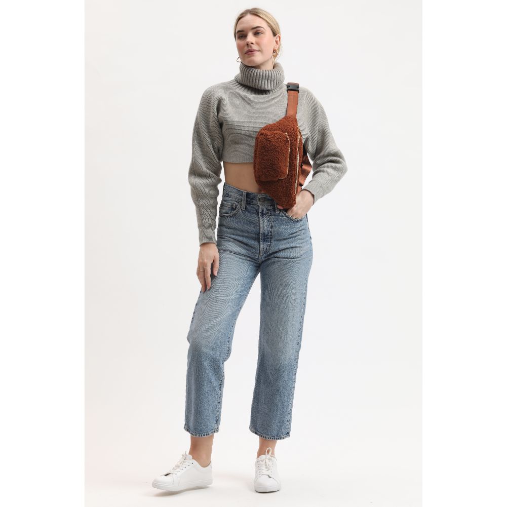 Woman wearing Tan Moda Luxe Orson Belt Bag 842017134237 View 3 | Tan