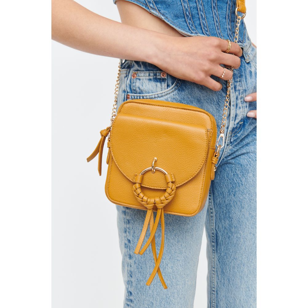 Woman wearing Mustard Moda Luxe Addison Crossbody 842017130864 View 4 | Mustard