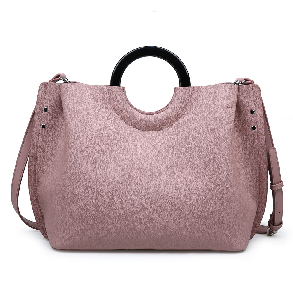 Woman wearing Blush Moda Luxe Rebecca Satchel 842017114499 View 5 | Blush