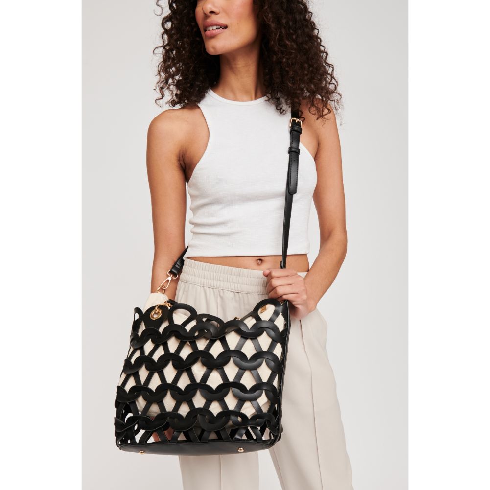 Woman wearing Black Moda Luxe Paige Tote 842017119784 View 4 | Black