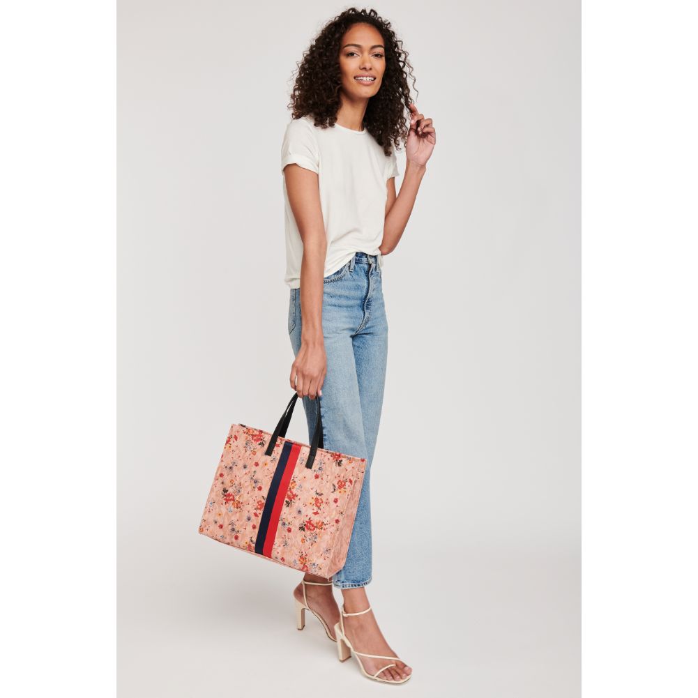 Woman wearing Blush Moda Luxe Julian Print Tote 842017118534 View 3 | Blush