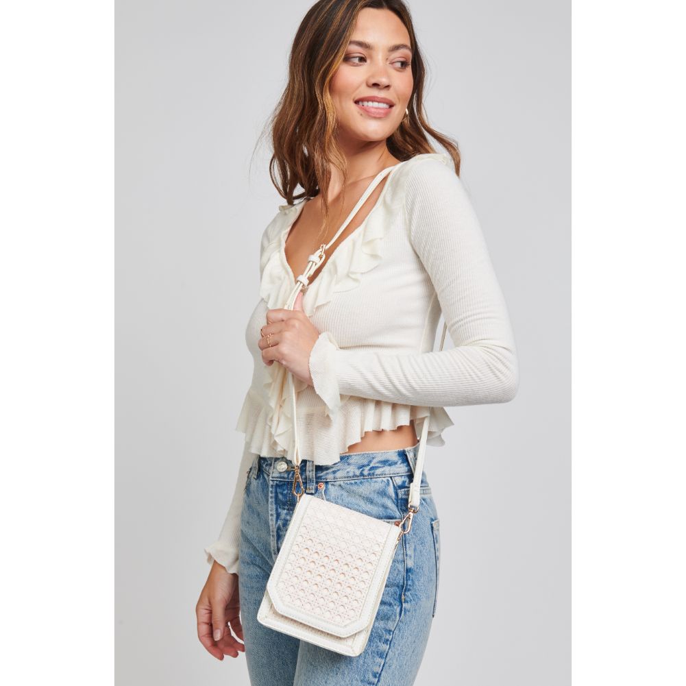 Woman wearing White Moda Luxe Remi Crossbody 842017124146 View 1 | White