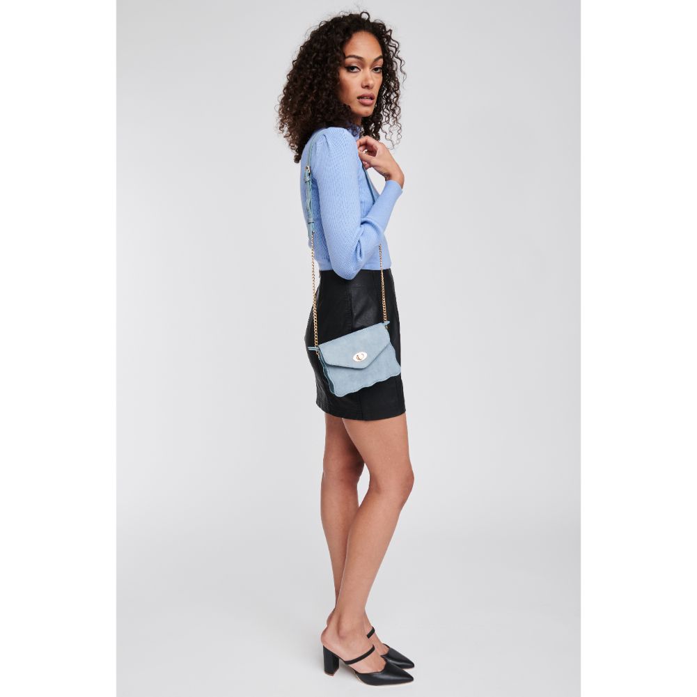 Woman wearing Blue Moda Luxe Libby Crossbody 842017105824 View 3 | Blue
