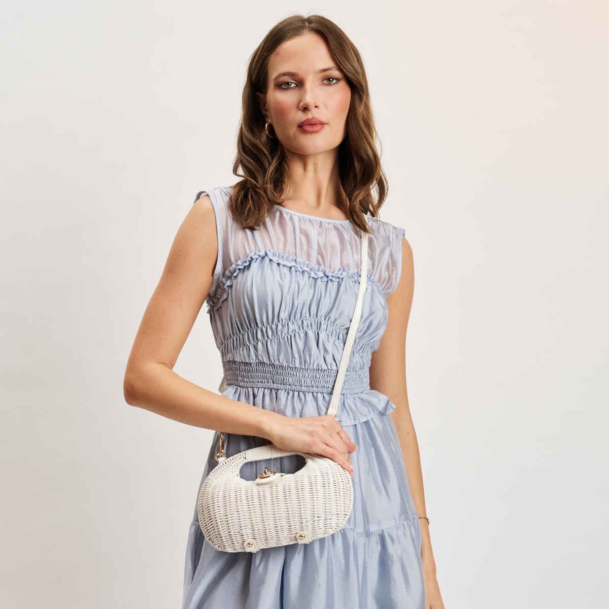 Woman wearing White Moda Luxe Esme Crossbody 842017140771 View 3 | White