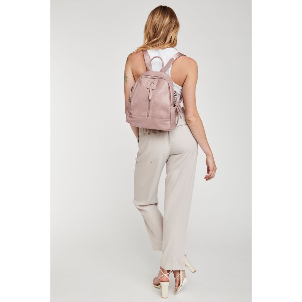 Woman wearing Mauve Moda Luxe Bowie Backpack 842017125877 View 4 | Mauve