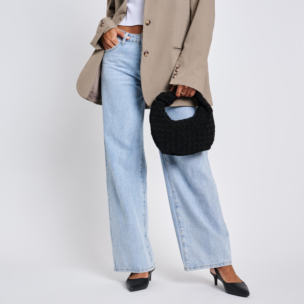 Woman wearing Black Moda Luxe Autumn Clutch 842017136903 View 3 | Black