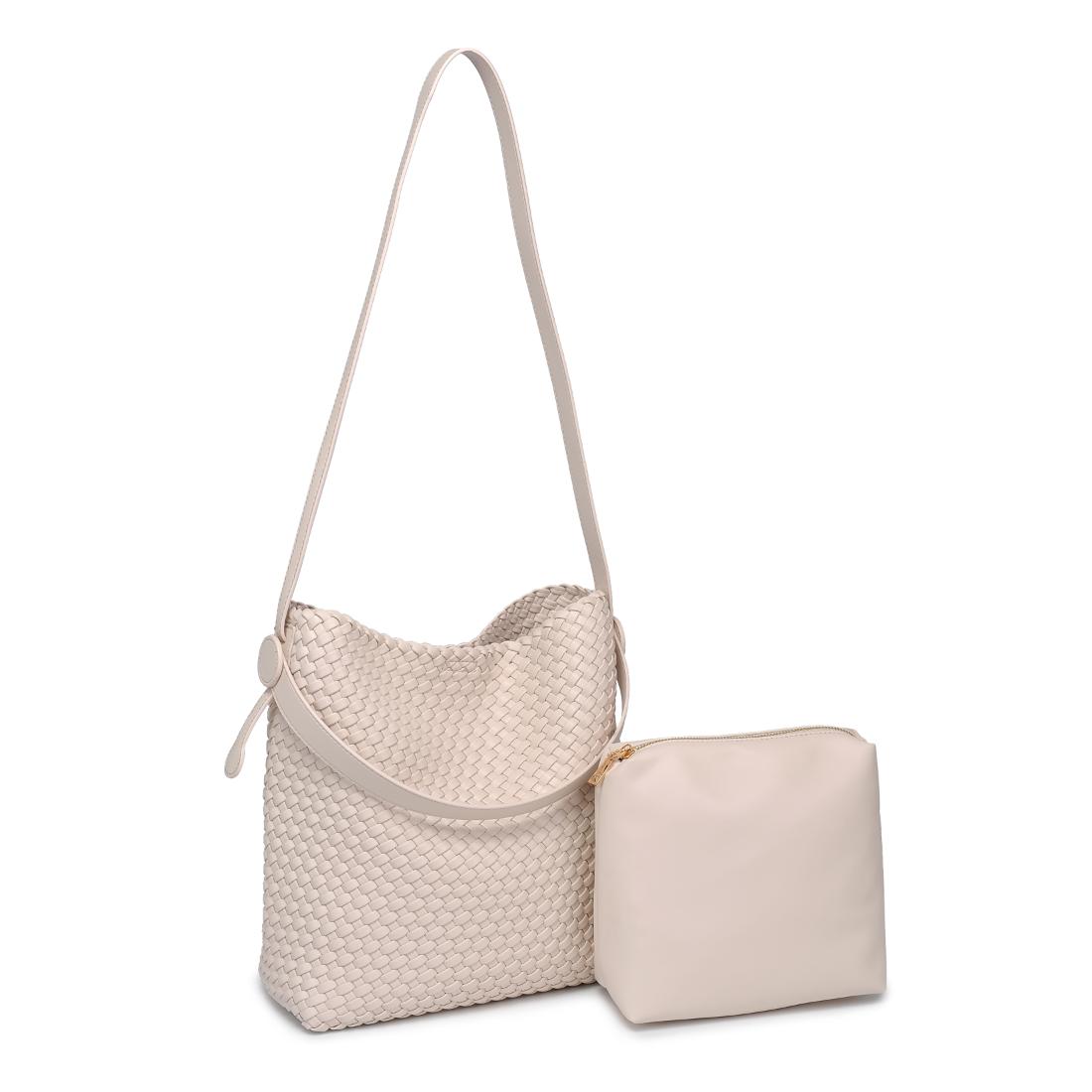 Woman wearing Oatmilk Moda Luxe Edith Hobo 842017137481 View 6 | Oatmilk