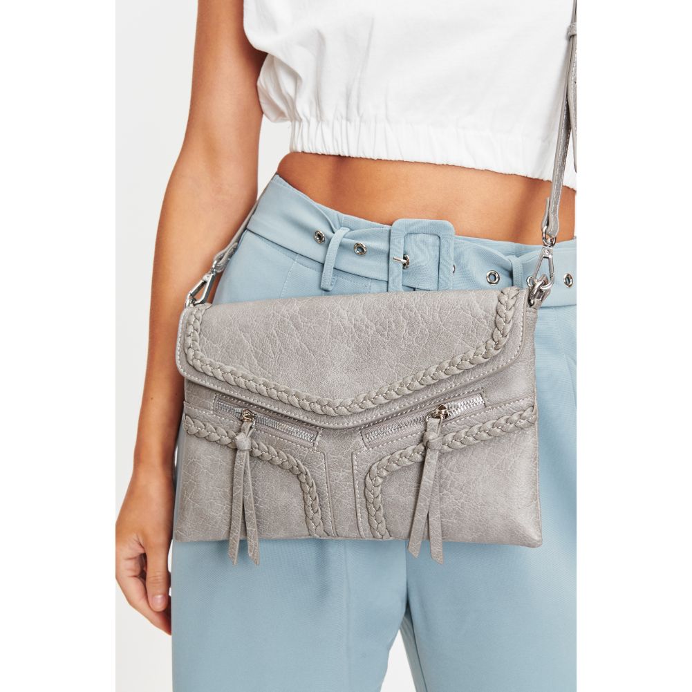 Woman wearing Grey Moda Luxe Laurel Crossbody 842017128120 View 1 | Grey
