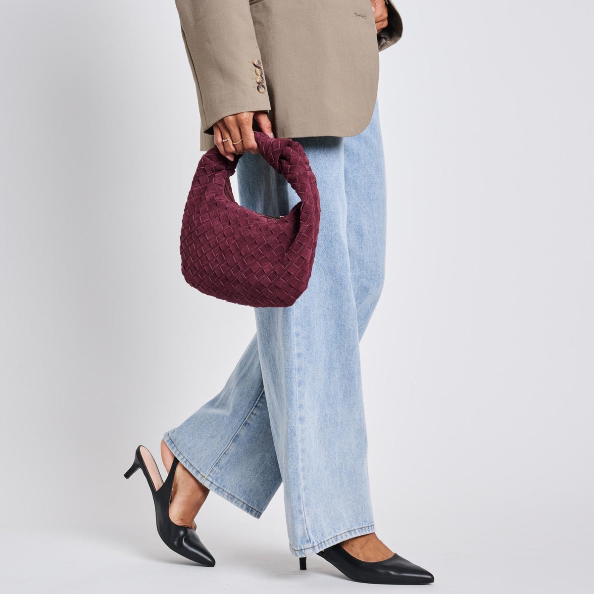 Woman wearing Wine Moda Luxe Autumn Clutch 842017136927 View 2 | Wine