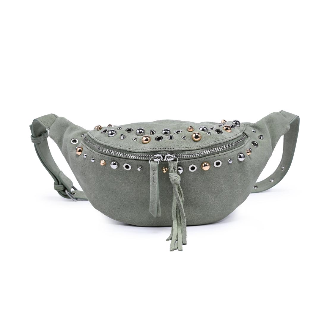 Woman wearing Sage Moda Luxe Star Belt Bag 842017140610 View 5 | Sage