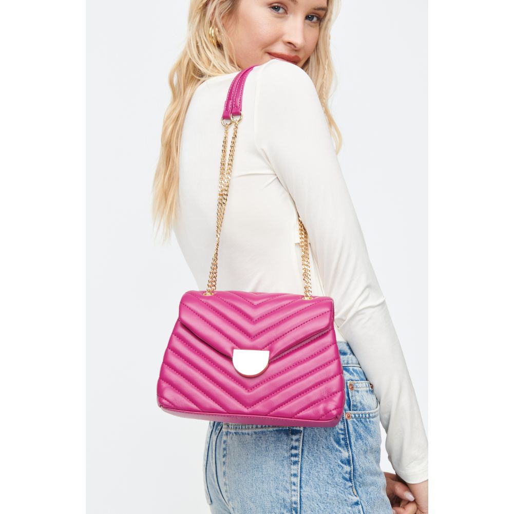 Woman wearing Fuchsia Sol and Selene Nora Crossbody 842017130499 View 1 | Fuchsia