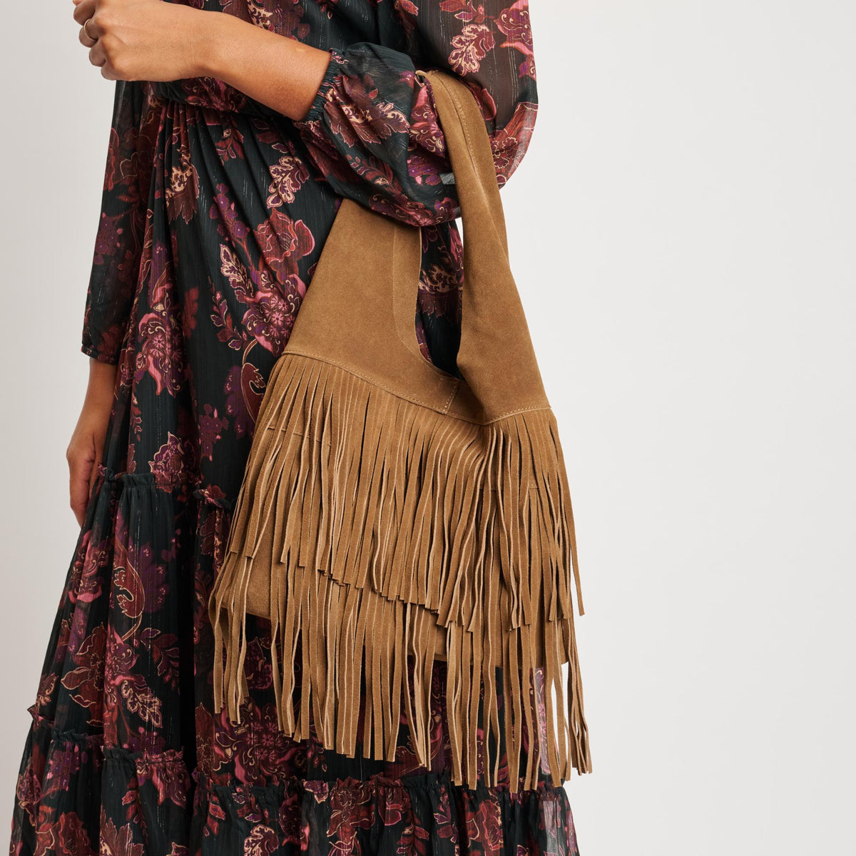 Woman wearing Hazelnut Moda Luxe Hope Hobo 842017139089 View 4 | Hazelnut